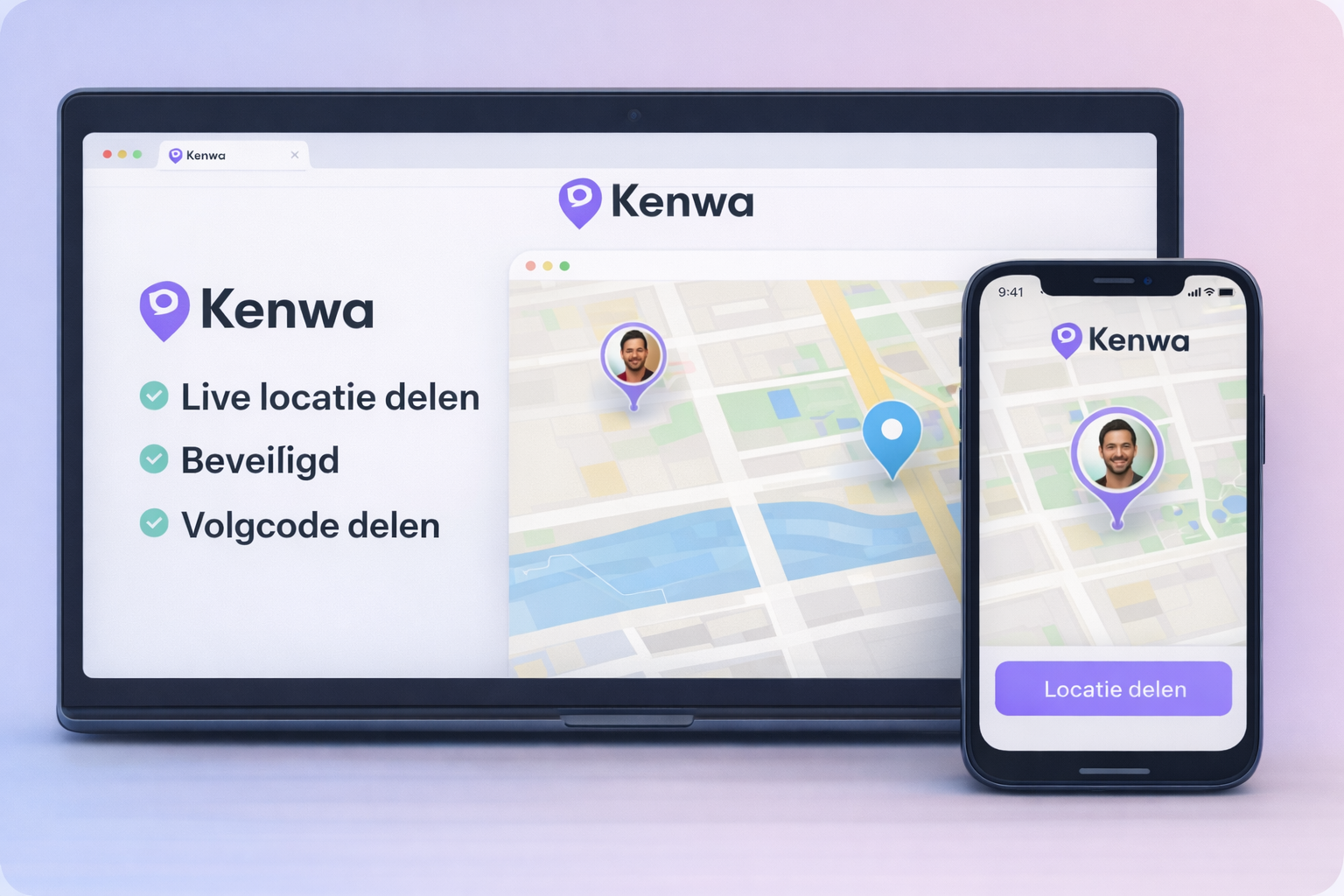 Kenwa app op laptop en telefoon